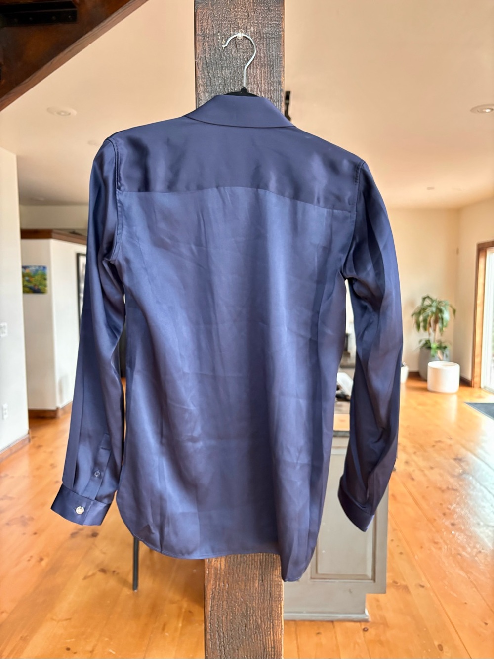 THE KOOPLES 100% Silk Navy Button-Down Blouse NWT Size Small - Picture 10 of 12